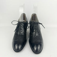 Load image into Gallery viewer, Original 1930's Black Leather Lace Up Shoes with Punch Detail - Narrow UK Size 3