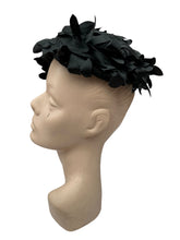 Load image into Gallery viewer, Original 1950's Black Hat Covered with Black Fabric Flowers