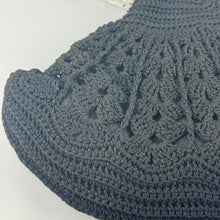 Load image into Gallery viewer, Original 1940's Large Black Crochet Fan Handbag with Double Lucite Handles