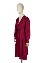 Load image into Gallery viewer, Original 1940's CC41 Burgundy Textured Crepe Belted Day Dress with Long Sleeves - Bust 38 40 *
