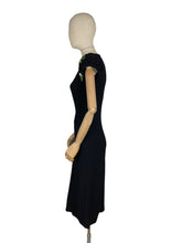 Load image into Gallery viewer, Original 1940's Ellen Kaye Original Black Crepe Cocktail Dress with Floral Sequin Detail in Pink and Green - Bust 32 34