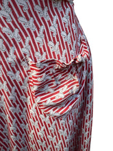 Load image into Gallery viewer, Original 1940’s Red and White Stripe Crepe Day Dress - Bust 40 42