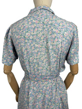Load image into Gallery viewer, AS IS Original 1940's Floppy Cotton Summer Dress in Blue with Teeny Floral Print - Bust 38