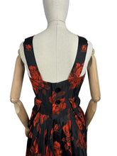 Load image into Gallery viewer, Original 1950's Elizabeth Henry of London Black and Red Wiggle Cocktail Dress with Back Drapes - Bust 36