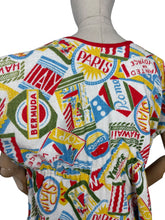 Load image into Gallery viewer, Original 1950's Bright Novelty Print Towelling Beach Cover Up With Tourist Destinations