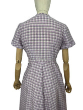 Load image into Gallery viewer, Original 1950's Lilac, Black, White and Grey Belted Check Dress by Roxanne Adams - Bust 38 *