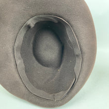 Load image into Gallery viewer, Original 1930's 1940's Dark Brown Felt Fedora Hat with Grosgrain Trim in Green and Brown with Fine Net