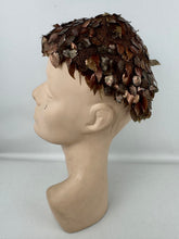 Load image into Gallery viewer, Original 1920's 1930's Brown Crochet Beret Covered with Metallic Leaf Sequins