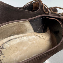 Load image into Gallery viewer, Original 1950's Brown Suede and Leather Lace Up Shoes with Low Heel - UK 4