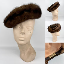 Load image into Gallery viewer, Original 1950's Brown Velvet and Real Fur Hat by Henry Ash