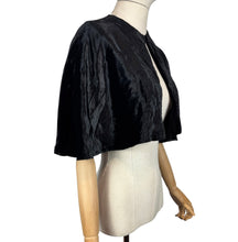 Load image into Gallery viewer, Original 1930's Inky Black Velvet Cape with Crepe Lining - Bust 34 36