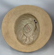 Load image into Gallery viewer, Original 1930's French Made Silk Lined Natural Straw Hat with Black Grosgrain and Metal Trim