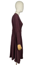 Load image into Gallery viewer, Wounded But Wearable Original 1930's Brown and Red Chevron Stripe Crepe Dress - Bust 34 36