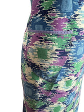 Load image into Gallery viewer, Original 1940's Hawkins of Preston CC41 Apron - Green, Purple, Navy and Pale Blue Abstract Print - Bust 34 36
