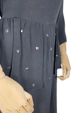 Load image into Gallery viewer, Original 1940's Dress with Peplum Front and Sequin Decoration - Bust 38 *