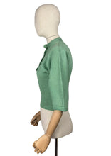Load image into Gallery viewer, Original 1950's Green Wool Dolman Sleeve Jumper with Metal Buttons - Bust 32 34 *