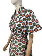 Load image into Gallery viewer, Original 1950's White, Orange, Green and Black Barkcloth Blouse and Skirt Suit - Bust 38 *