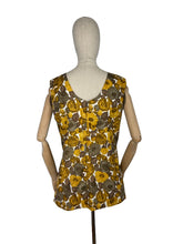Load image into Gallery viewer, Original 1950's Autumnal Print Summer Tunic in Brown and Orange on White - Bust 38 40