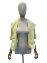 Load image into Gallery viewer, Original 1950's Pale Yellow Pure Linen Jacket with White Buttons - Bust 35 36