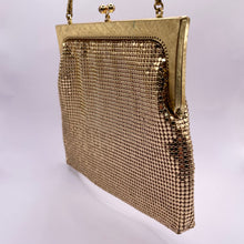 Load image into Gallery viewer, Vintage Gold Metal Mesh Bag with Snake Chain Handle and Fully Lined - Great Evening Bag *