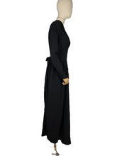 Load image into Gallery viewer, Original 1930's 1940's Black Crepe Long Sleeved Evening Dress with Back Belt - Bust 40 42