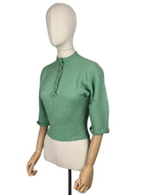 Load image into Gallery viewer, Original 1950's Green Wool Dolman Sleeve Jumper with Metal Buttons - Bust 32 34 *