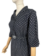 Load image into Gallery viewer, Original 1940's Black and White Petite Length Belted Day Dress - Bust 38 *