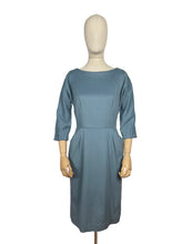 Load image into Gallery viewer, Original 1950's Blue Wool Wiggle Dress with Pockets by John Crowther - Bust 36 *
