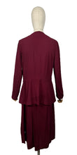 Load image into Gallery viewer, Stunning Original 1940's Burgundy Two Piece Crepe Suit with Soutache and Trapunto Quilting - Bust 40 42