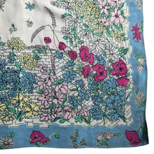 Load image into Gallery viewer, Original 1940's Bright Floral Crepe Scarf in Pink, Green, Blue and White - Great Headscarf