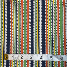 Load image into Gallery viewer, Original 1940’s Cold Rayon Dressmaking Fabric in Blue, Green, Yellow, Orange and White Stripes - 40” x 140” *