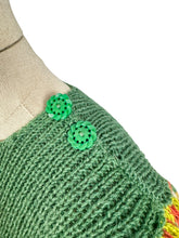 Load image into Gallery viewer, Reproduction 1940’s Hand Knitted Striped Jumper in Green, Rust, White, Mustard and Lime - Bust 32 34