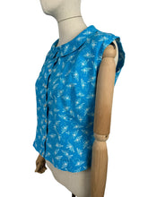 Load image into Gallery viewer, Original 1950's Blue and White Cotton Novelty Print Blouse with Paddle Steamer Boats - Bust 34 36 *