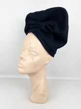Load image into Gallery viewer, Incredible Original 1940's Midnight Blue Felt Turban Hat by Lincoln Bennett *