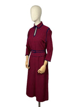 Load image into Gallery viewer, Original 1940's 1950's Brittany Club Sports Clothes by Marinette Three Piece Knit Set in Cranberry Red and French Navy Boucle Wool - Bust 36 38 *