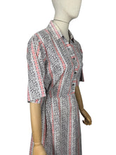 Load image into Gallery viewer, Original 1950’s Volup White, Grey and Pink Stripe Cotton Day Dress - Bust 44