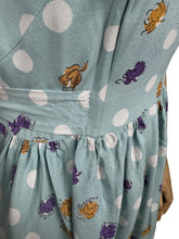 Load image into Gallery viewer, Original Late 1940's or Early 1950's Floral Border Print Dress and Bolero in Blue, Purple, Mustard, Black and White - Bust 32 33