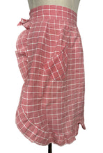 Load image into Gallery viewer, Original 1950's Red and White Check Apron with Patch Pocket and Frilly Trim - Waist 28 *