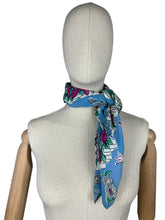 Load image into Gallery viewer, Original 1940's Bright Floral Crepe Scarf in Pink, Green, Blue and White - Great Headscarf