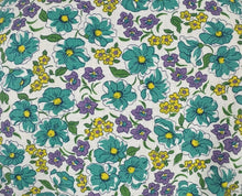 Load image into Gallery viewer, Original Volup 1940's Cotton Wraparound Apron in White, Green and Blue Floral - Bust 40 42 44 46 *
