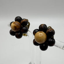 Load image into Gallery viewer, Original 1950's Mid Century Wooden Flower Cluster Clip on Earrings