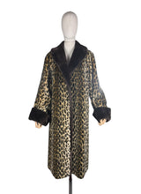 Load image into Gallery viewer, Original 1950's Leopard Print Faux Fur Coat with Contrast Collar and Cuffs - Bust 40 42