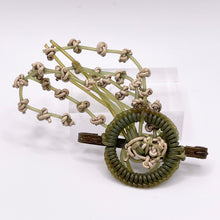Load image into Gallery viewer, Original 1940's Green and Cream Wartime Make Do and Mend Wire Brooch with Flower Spray Middle *