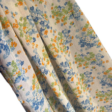 Load image into Gallery viewer, Original 1930's Semi Sheer Crepe Dressmaking Fabric - White Base with Floral Print in Yellow, Orange, Blue and Green - 34" x 60"