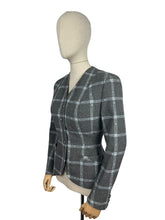 Load image into Gallery viewer, Original 1940’s Crayson Model Lightweight Wool Jacket in Grey, Blue and Black Check - Bust 36"