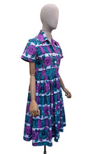 Load image into Gallery viewer, Original 1950's Cotton Dress in White, Green, Pink and Blue - Bust 36