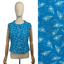 Load image into Gallery viewer, Original 1950's Blue and White Cotton Novelty Print Blouse with Paddle Steamer Boats - Bust 34 36 *