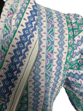 Load image into Gallery viewer, Original 1940's Petite Fit Textured Cotton Stripe Dress in Green, Pink, Blue and White - Bust 34 *