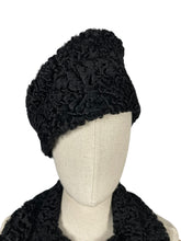 Load image into Gallery viewer, Original 1930's Black Astrakhan Hat and Scarf - Real Fur *
