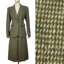 Load image into Gallery viewer, Original 1940’s Green, Brown and Cream Tweed Suit with Green Button Fastener - Bust 38